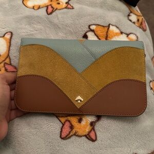 kate spade Brown and Green Wallet with Stylish Color-Blocked Design